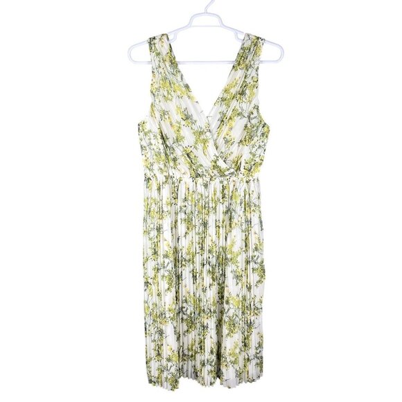 Alex Marie Size 16 White Green Floral Pleated Midi Easter Spring Dress MSRP $149 - Picture 3 of 16